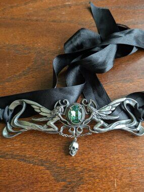 Alchemy Gothic Westenra Choker P593 Green Crystal Vampire Goth Rare